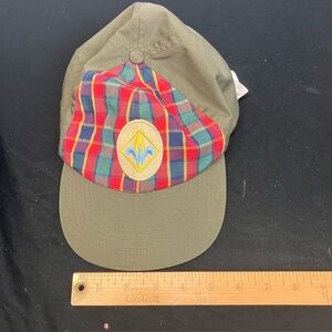 Kids Olive Green Plaid Scout Hat with Emblem